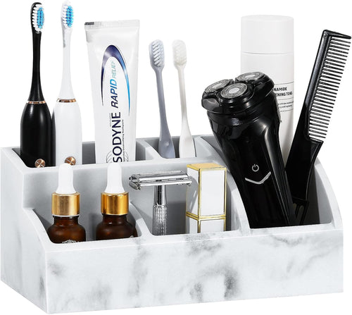Bathroom Counter Organizer, 5 Slots, Gravel White