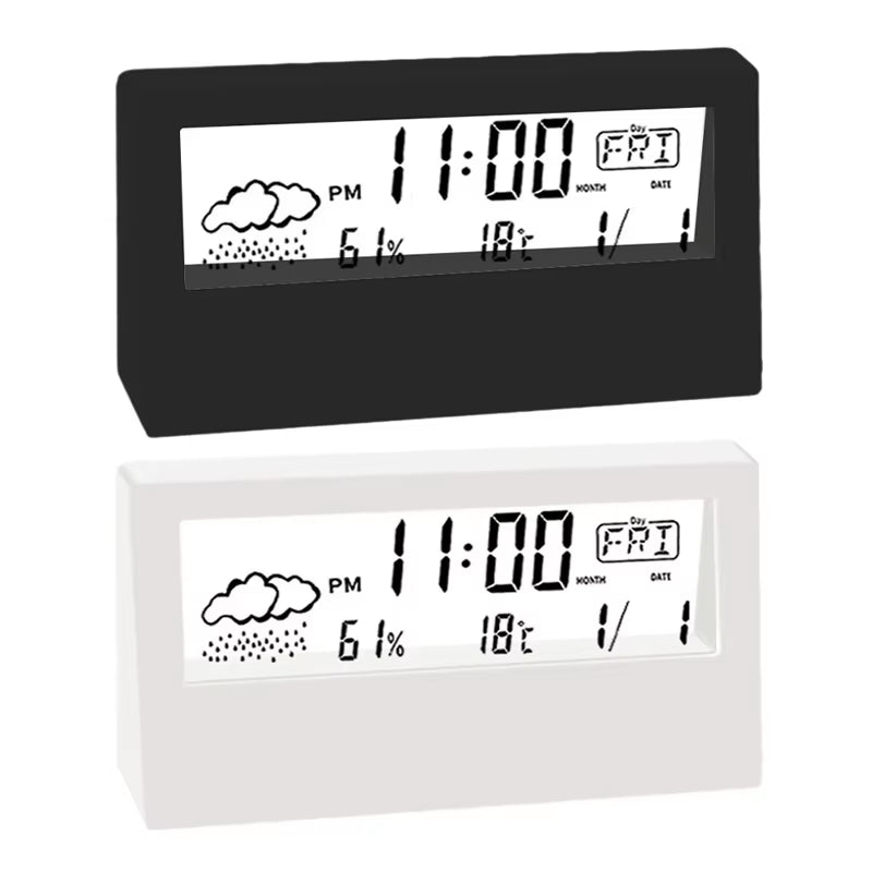 LED Thermometer Thermo-Hygrometer Multifunction Electronic Clock Temperature Humidity Meter Weather Station for Home with Alarm