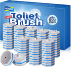 Disposable Toilet Brush Cleaning System, Two Sets of Wands and 60P Refills Pads Replacement Heads, Wall Mounted Toliet Stick Starter Kit Bathroom Maintenance, Toilet Bowl Cleaner Holder