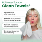 Sensitive Skin Clean Towels® XL, Ultra-Soft Disposable Face Dry Wipes Infused with Aloe & Glycerin, XL - 1 Pack (50 Count)