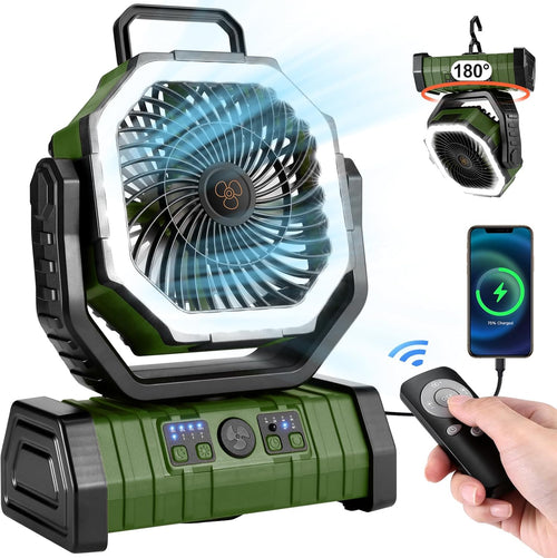 30000Mah Camping Fan with LED Lantern, Rechargeable Battery Fan
