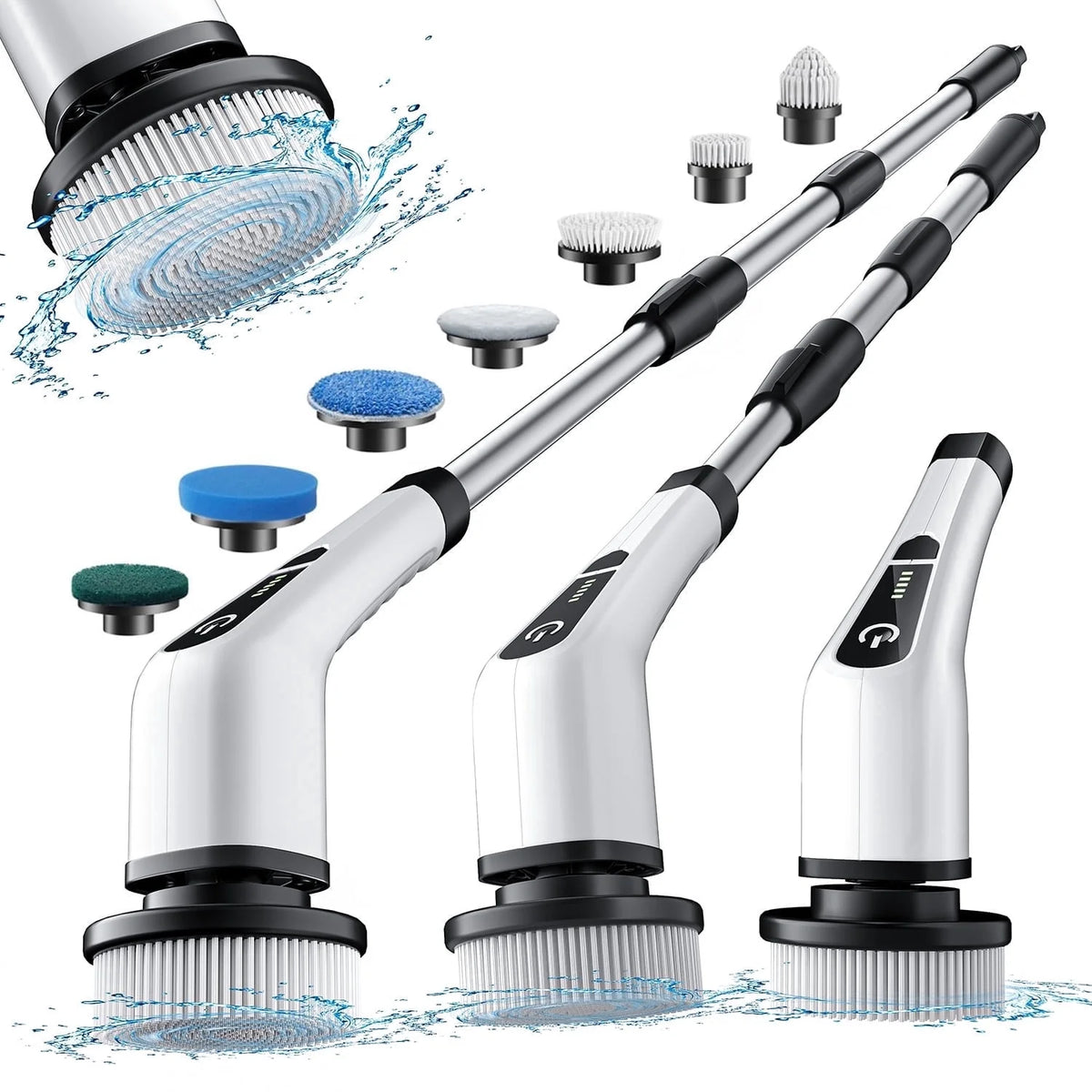500RPM Cordless Electric Spin Scrubber 25W Power Brush for Bathroom Tub Shower