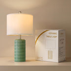 21'' Green Table Lamp with Gift Box, Small for Bedroom, Modern Design