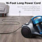 Eureka Whirlwind Bagless Canister Cleaner NEN110A Lightweight Corded Vacuum for Carpets and Hard Floors, Blue