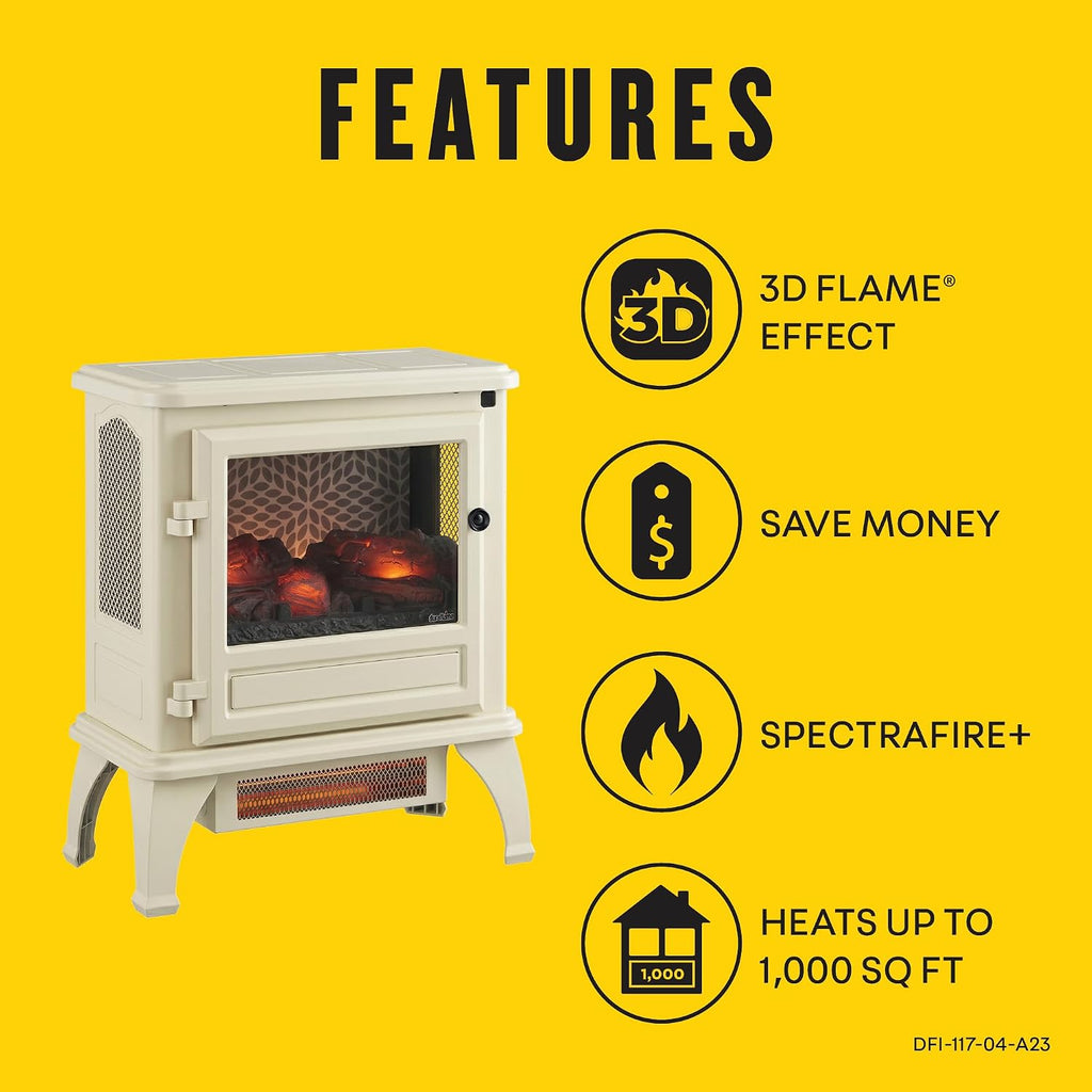 ® Infrared Stove Heater with 3D Flame® Effect and Remote, Cream