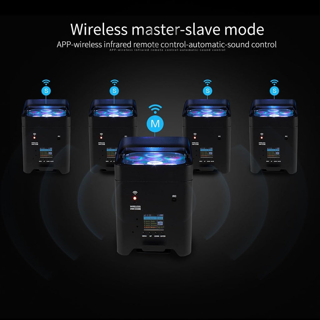 Rechargeable Wireless Stage Light, 6X18W Par Can Lights, 4 Pack