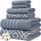 6 Piece Bath Towel Set – Bathroom Set with 2 Bath Towels, 2 Hand Towels, and 2 Wash Cloths – 100% Cotton, Super Absorbent & Extra Soft – Reversible Botanical Vine (Taupe Brown)