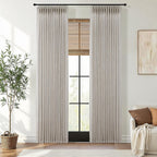 Pinch Pleated Linen Curtains 90 Inches Long Semi Sheer 2 Panels Natural