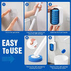 Disposable Toilet Brush, Wall Mounted Toilet Bowl Brush with 35 Blue Refills, Toilet Bowl Brush with Storage Box for Deep Bathroom Toilet Cleaning (1 Handle + 35 Refills).