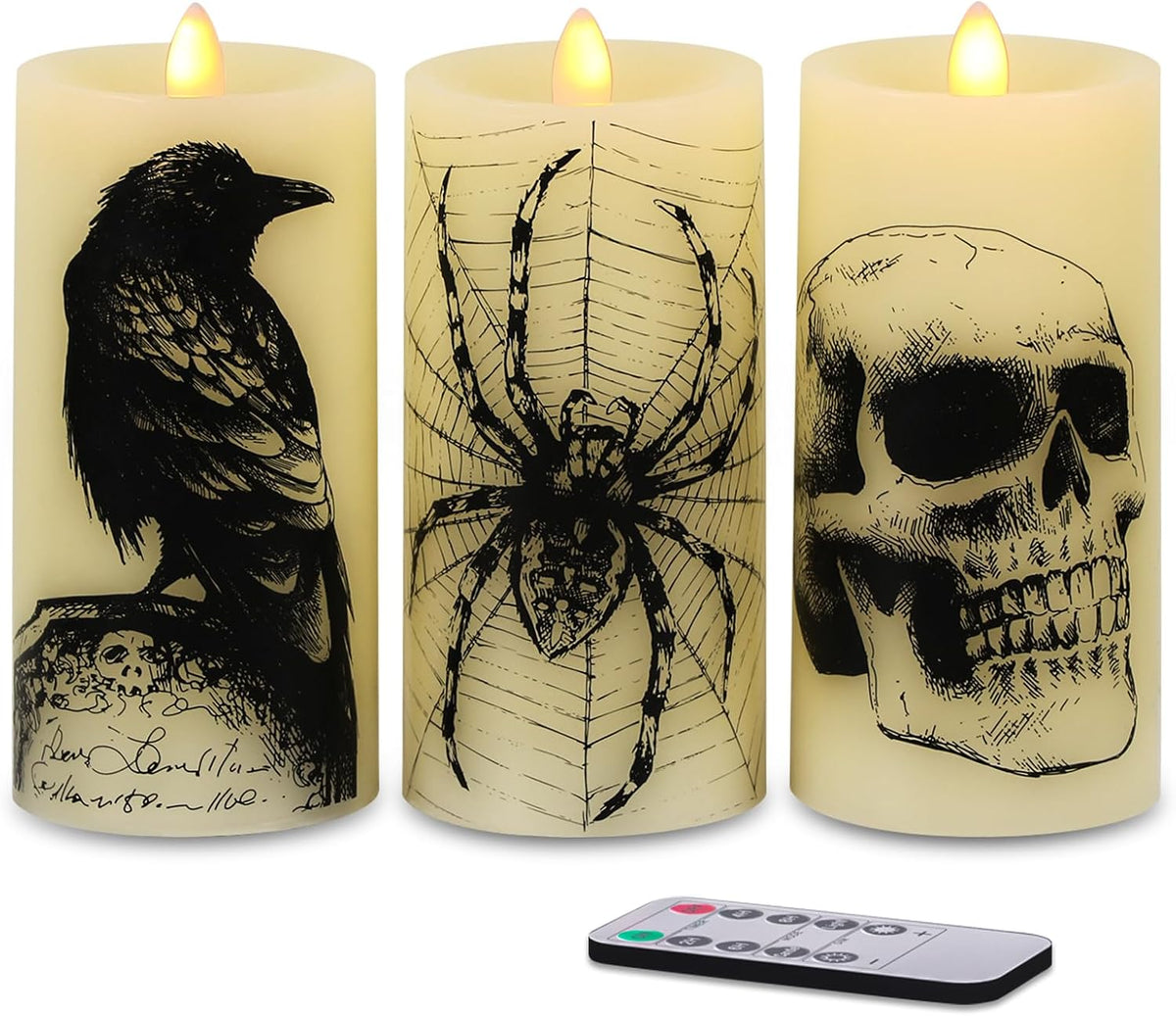 Pumpkin Halloween Flameless Candles Battery Operated with Timer