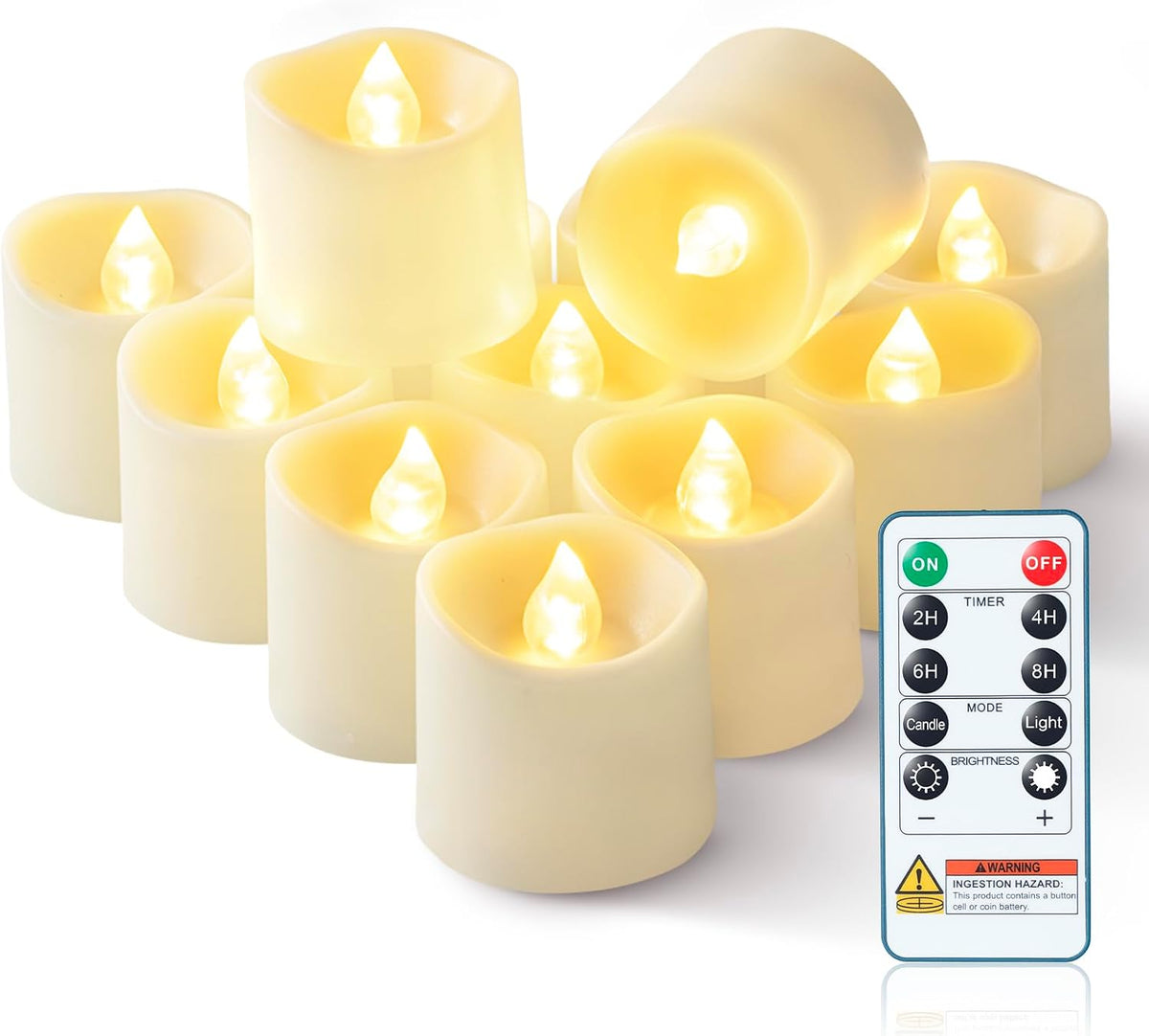 Black Flameless LED Votive Tealight Candles & Timer Remote, 12Pack