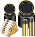 350 Piece Black Gold Dinnerware Set for 50 Guests