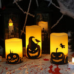 Pumpkin Halloween Flameless Candles Battery Operated with Timer