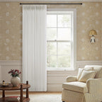Pinch Pleated Linen Curtains 90 Inches Long Semi Sheer 2 Panels Natural