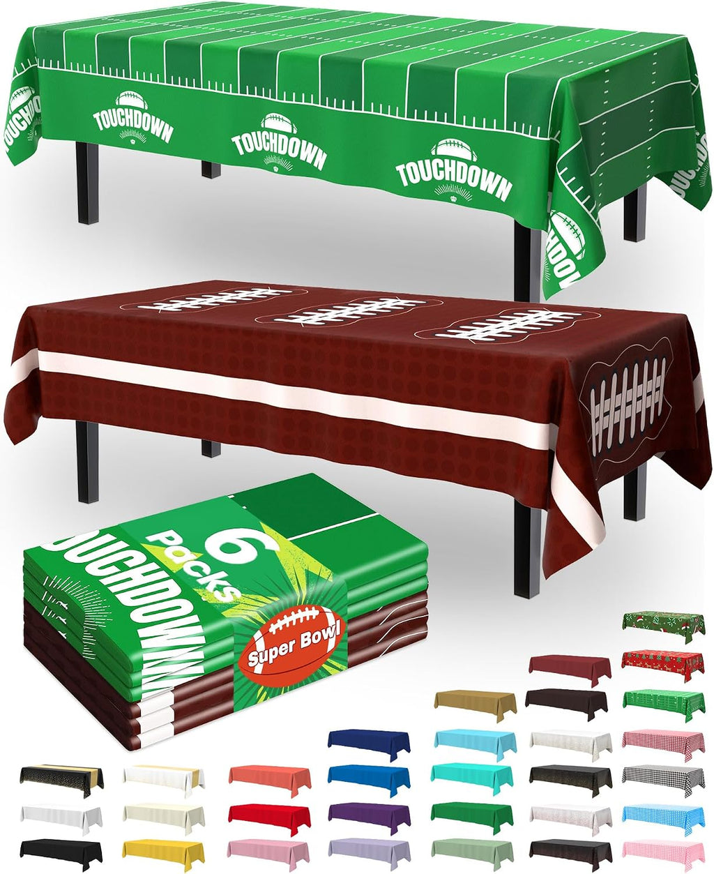 Thanksgiving Tablecloths 6 Pack, 54 X 108 Inch, Pumpkin Harvest