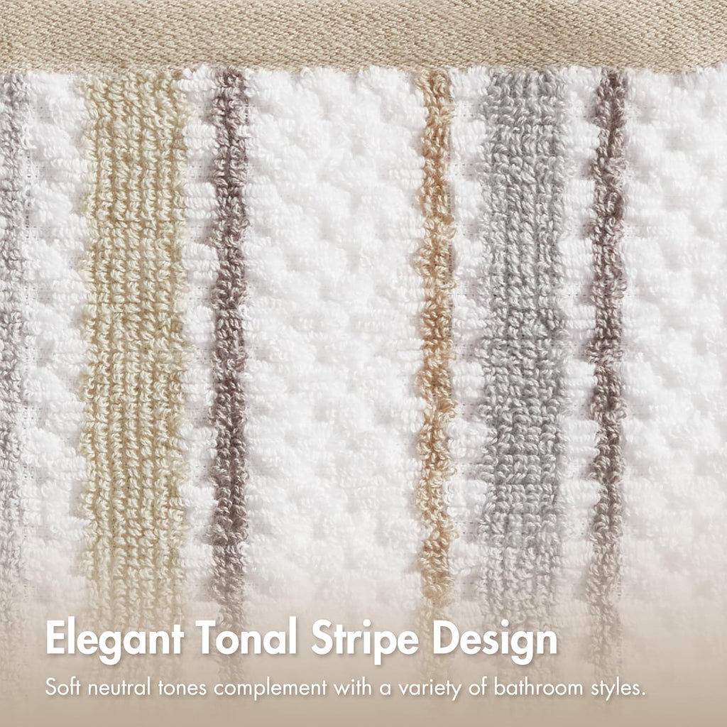 Sutton Stripe 6 Piece Cotton Bath Towel Set, Neutral