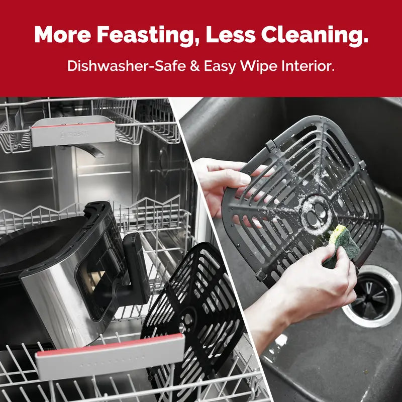 MIRASTON 8.5QT Large Capacity Digital Air Fryer with Visible Cooking Window, Stainless Steel, Nonstick Basket, Dishwasher-Safe, 1500W