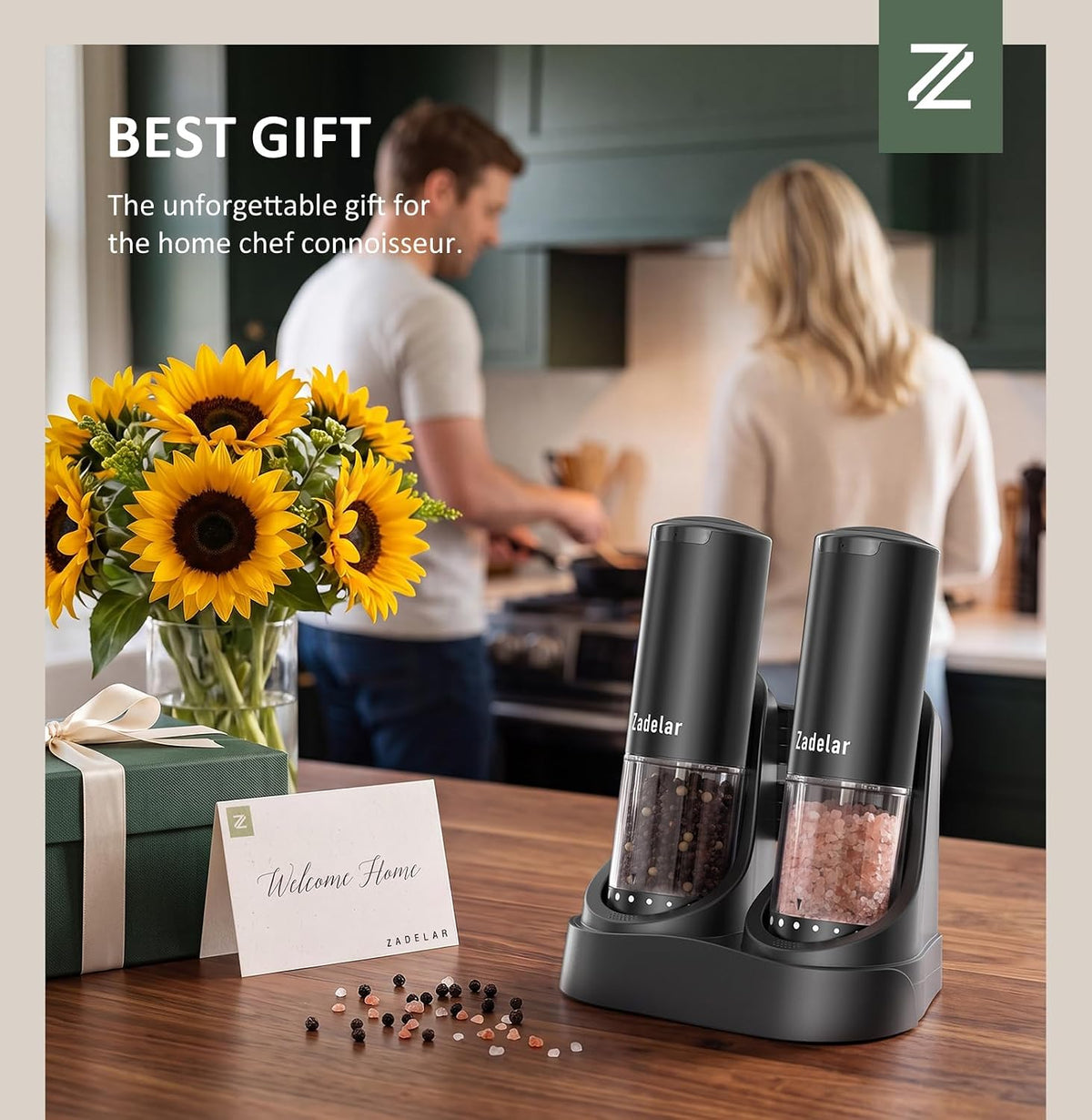 Electric Rechargeable Salt and Pepper Grinder Set,Automatic Pepper Mill Grinder with USB C Charging Dock,Upgraded 95Ml Large Capacity,Adjustable Coarseness,Led Light,High-End Black