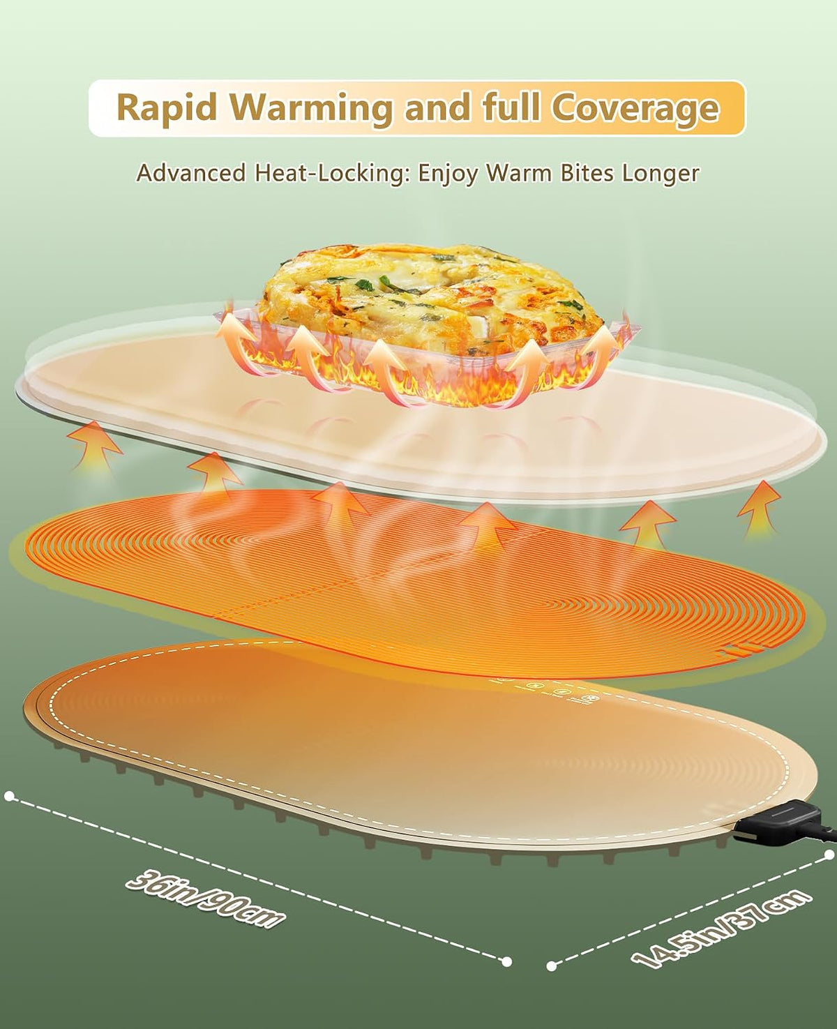 Food Warming Mat for Countertop,Extra Large Silicone Mat,Light Gray