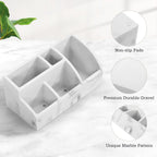 Bathroom Counter Organizer, 5 Slots, Gravel White