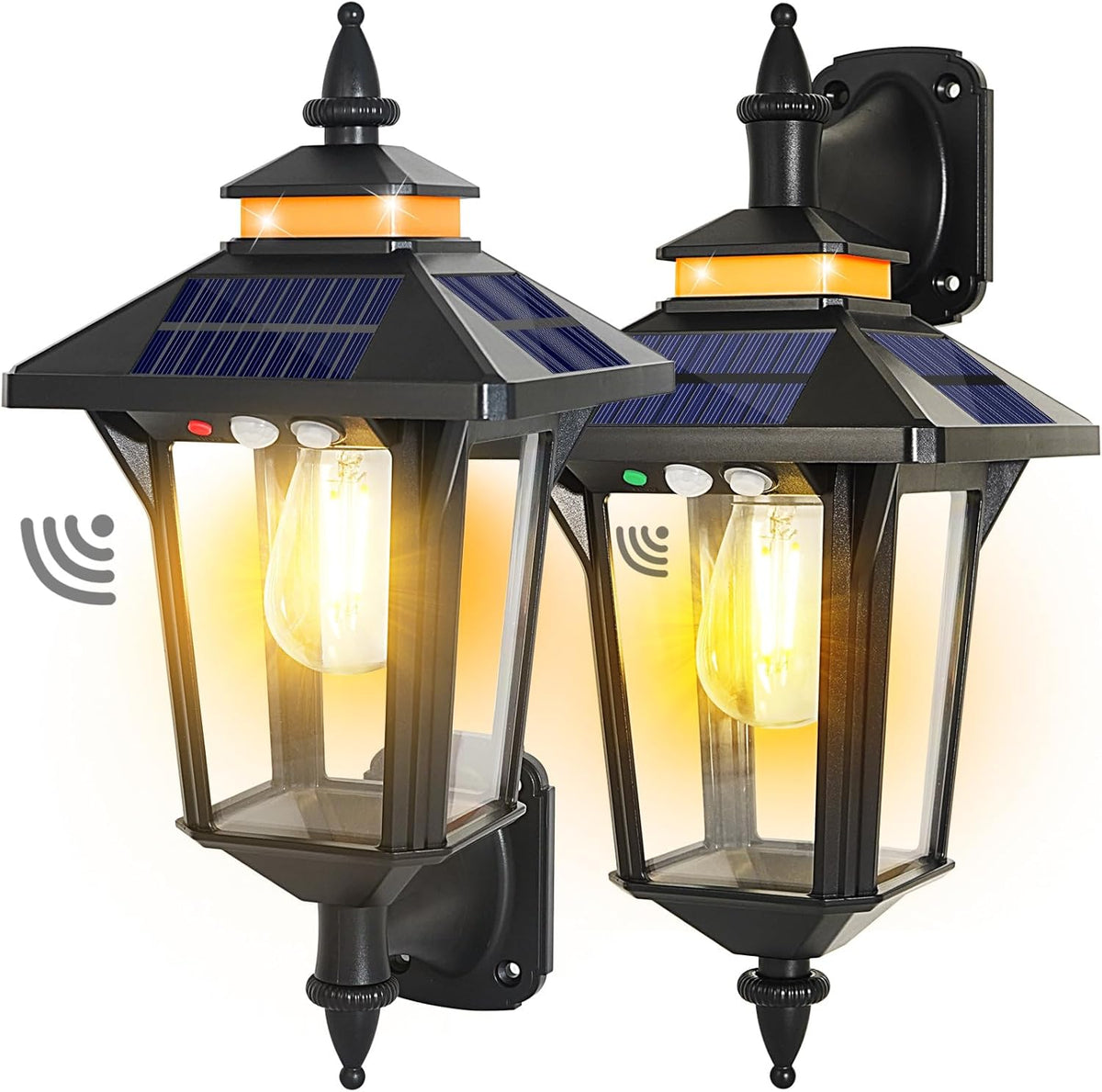 2 Pack Solar Wall Lantern Lights Outdoor with 3 Modes, Motion Sensor