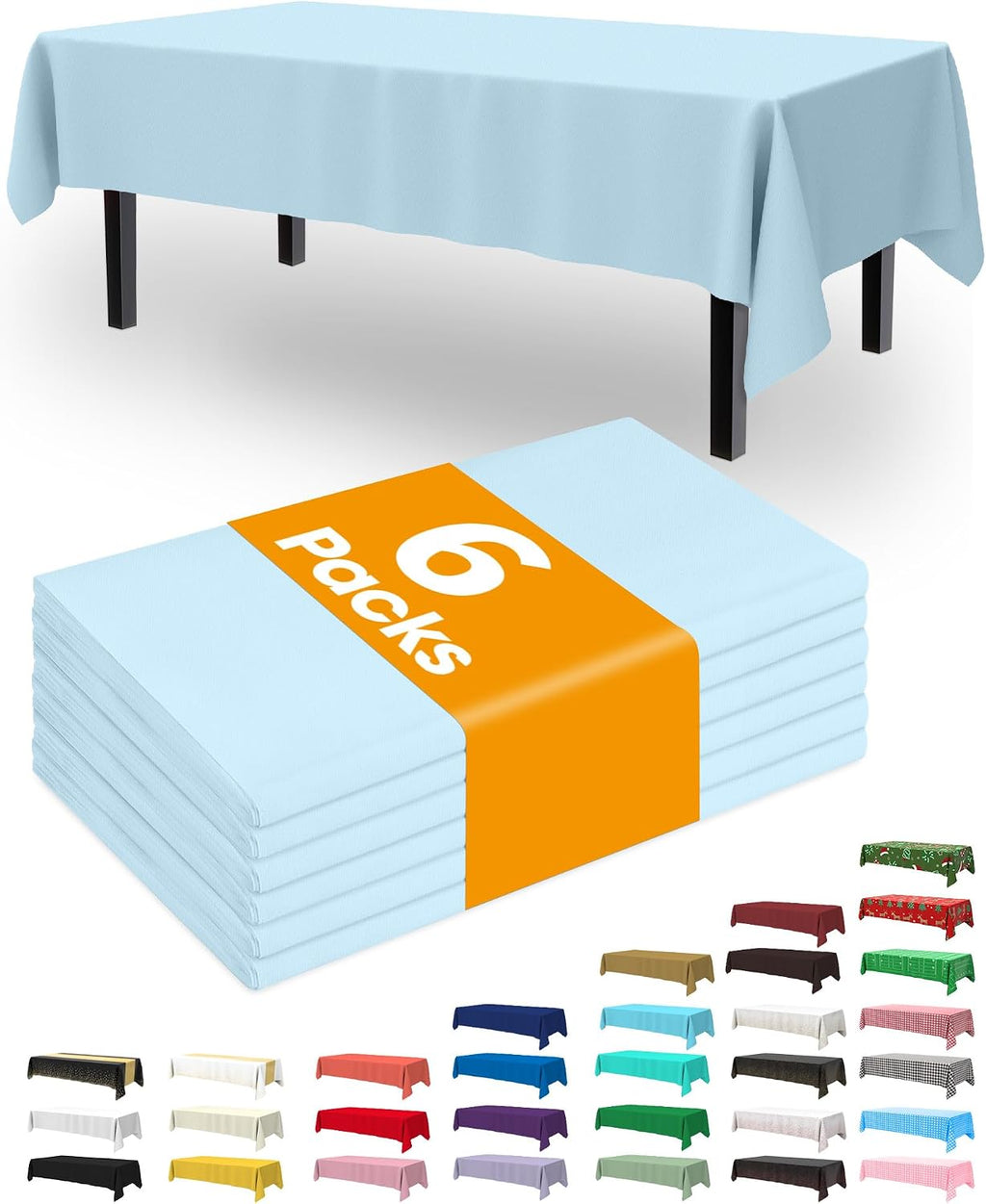 Thanksgiving Tablecloths 6 Pack, 54 X 108 Inch, Pumpkin Harvest