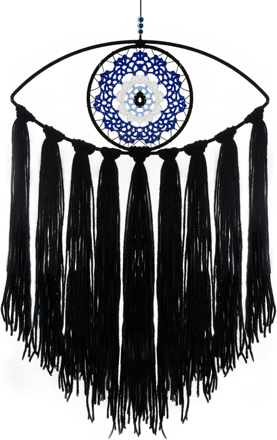 Black Evil Eye Dream Catcher, Wall Hanging for Witch Dark Decor