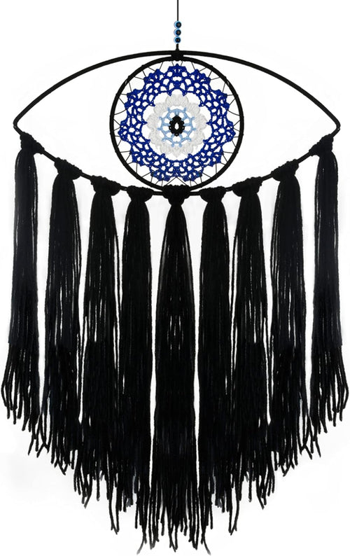 Black Evil Eye Dream Catcher, Wall Hanging for Witch Dark Decor