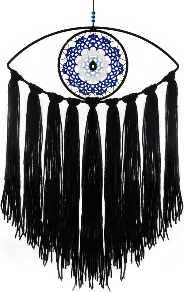 Black Evil Eye Dream Catcher, Wall Hanging for Witch Dark Decor