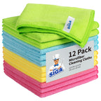 Microfiber Cleaning Cloth for Kitchen, Household & Car Cleaning, Pack of 12, Size: 12.6" X 12.6"