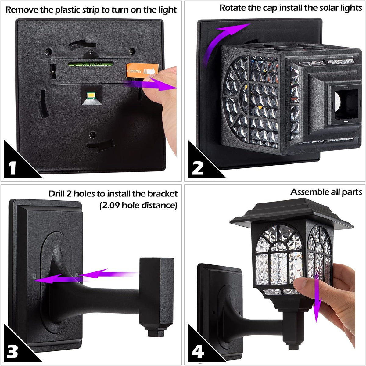 Illuminate Your Outdoors with Solar Fence Lights - 2 Pack of Waterproof LED Lanterns for Garden, Patio, and Yard