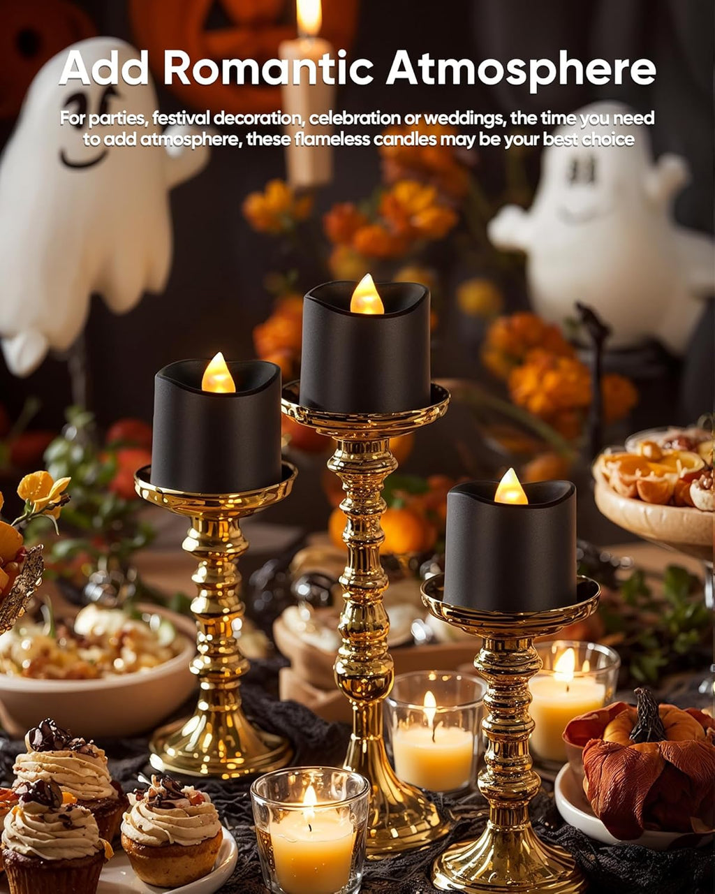 Black Flameless LED Votive Tealight Candles & Timer Remote, 12Pack