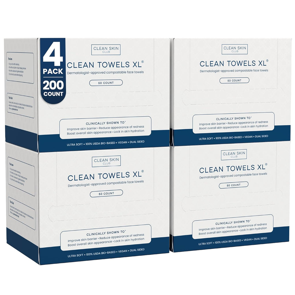 Sensitive Skin Clean Towels® XL, Ultra-Soft Disposable Face Dry Wipes Infused with Aloe & Glycerin, XL - 1 Pack (50 Count)
