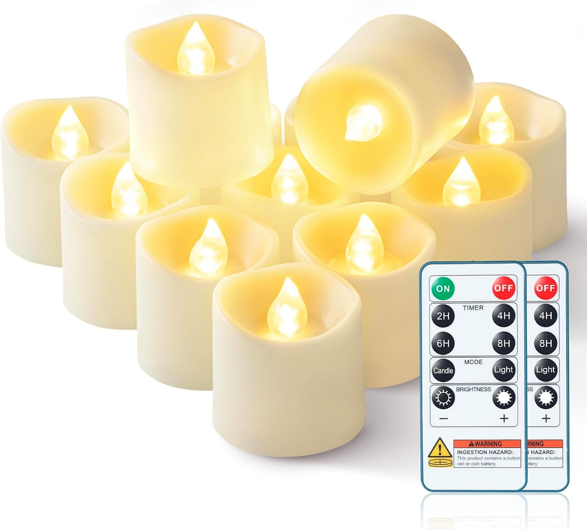 Black Flameless LED Votive Tealight Candles & Timer Remote, 12Pack