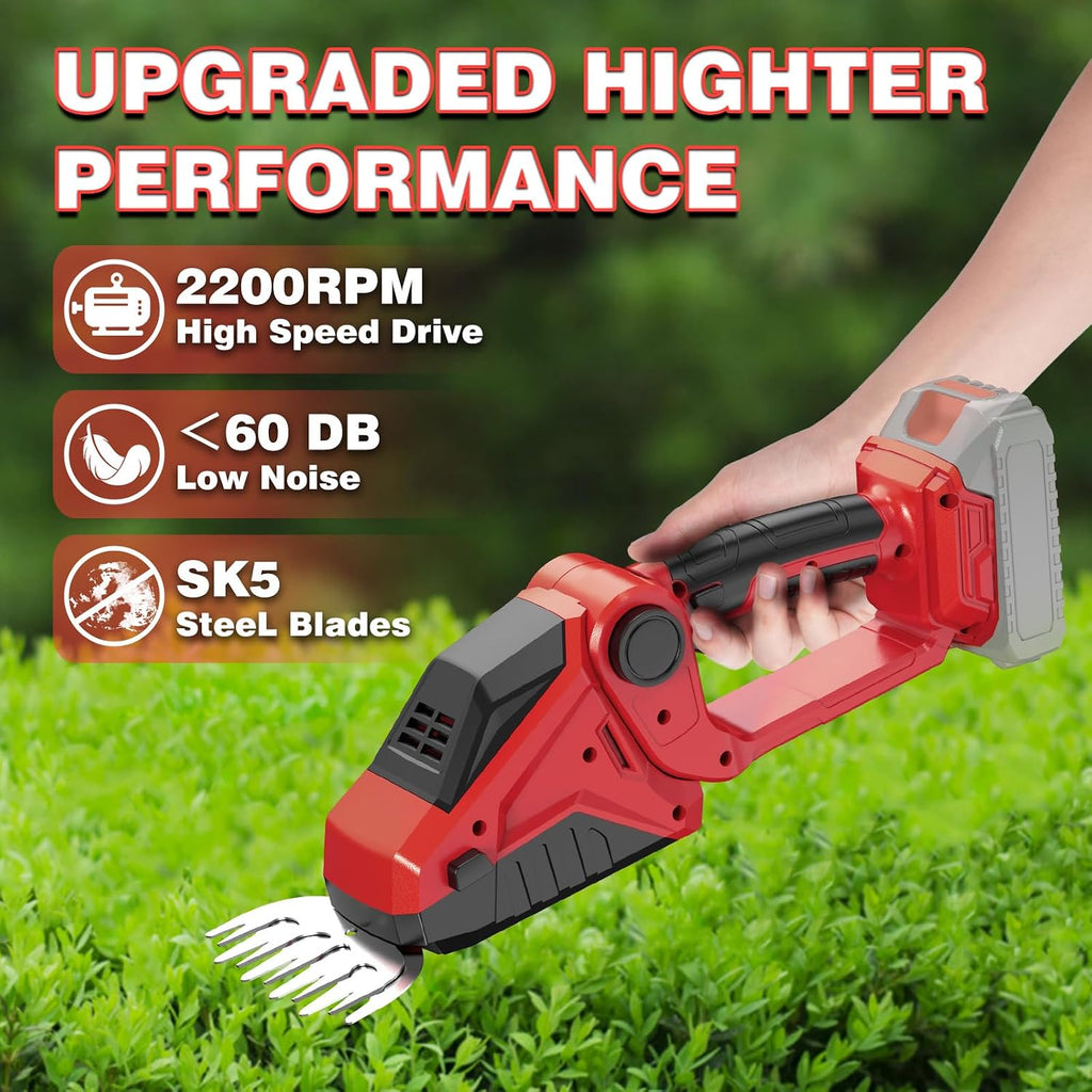 Cordless Hedge Trimmer Compatible with Milwaukee 18V Battery(No Battery),2200Rpm Mini Grass Shear,2 in 1 Handheld Electric Hedge Trimmer/Grass Cutter,Shrub/Bush Trimmer for Gardening,Yard