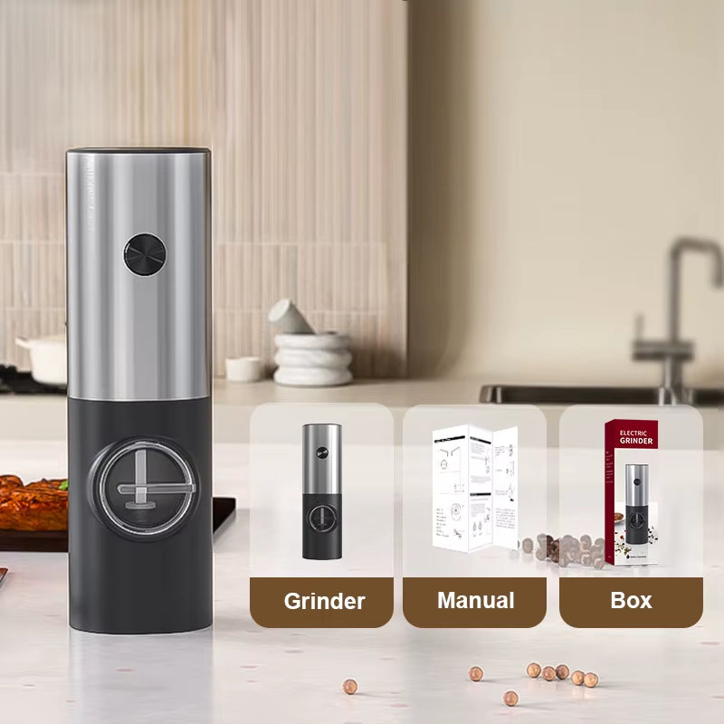 Electric Pepper Powder Grinder USB Rechargeable Salt Pepper Grinder with Adjustable Roughness Freshly Ground Pepper Kitchen Tool