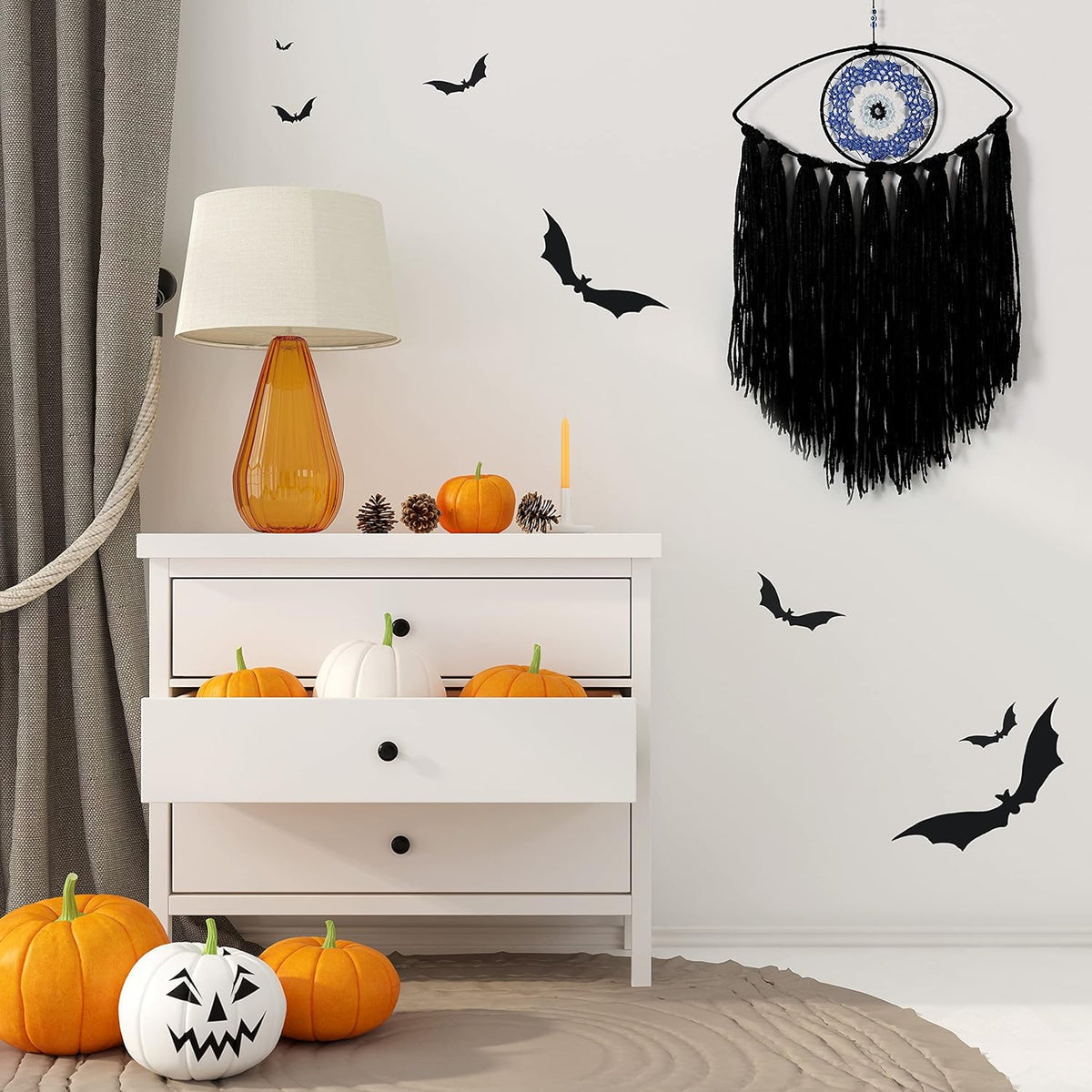 Black Evil Eye Dream Catcher, Wall Hanging for Witch Dark Decor