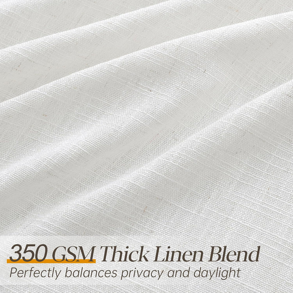 Pinch Pleated Linen Curtains 90 Inches Long Semi Sheer 2 Panels Natural