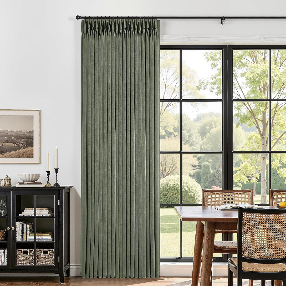 Pinch Pleated Linen Curtains 90 Inches Long Semi Sheer 2 Panels Natural