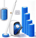 Disposable Toilet Brush, Wall Mounted Toilet Bowl Brush with 35 Blue Refills, Toilet Bowl Brush with Storage Box for Deep Bathroom Toilet Cleaning (1 Handle + 35 Refills).