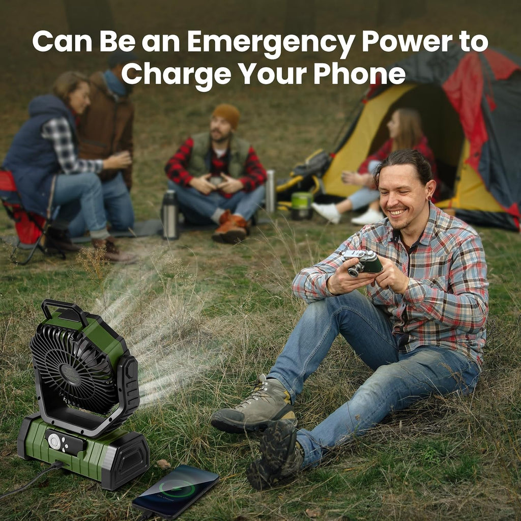 30000Mah Camping Fan with LED Lantern, Rechargeable Battery Fan