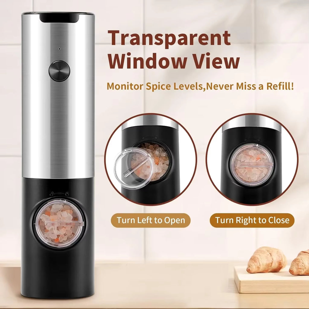 Electric Pepper Powder Grinder USB Rechargeable Salt Pepper Grinder with Adjustable Roughness Freshly Ground Pepper Kitchen Tool