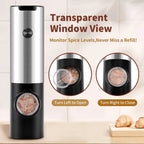 Electric Pepper Powder Grinder USB Rechargeable Salt Pepper Grinder with Adjustable Roughness Freshly Ground Pepper Kitchen Tool
