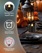 Black Flameless LED Votive Tealight Candles & Timer Remote, 12Pack