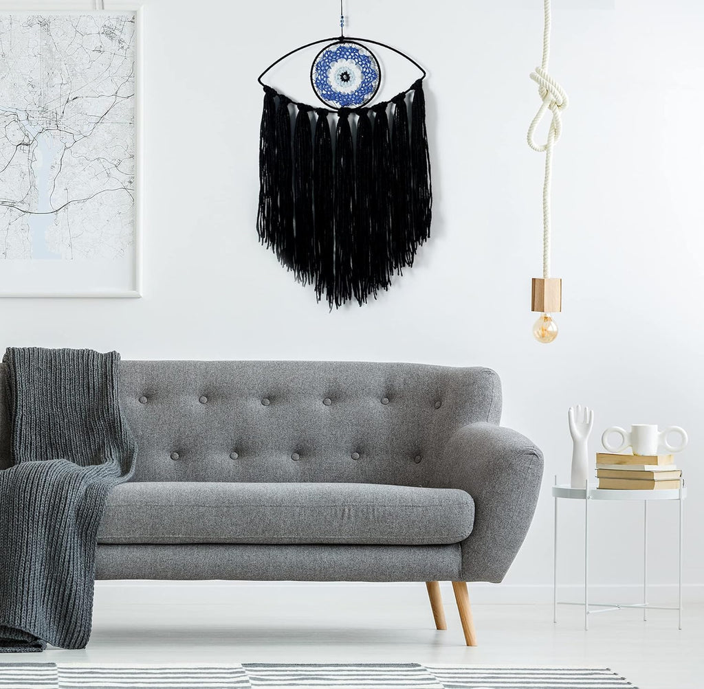 Black Evil Eye Dream Catcher, Wall Hanging for Witch Dark Decor