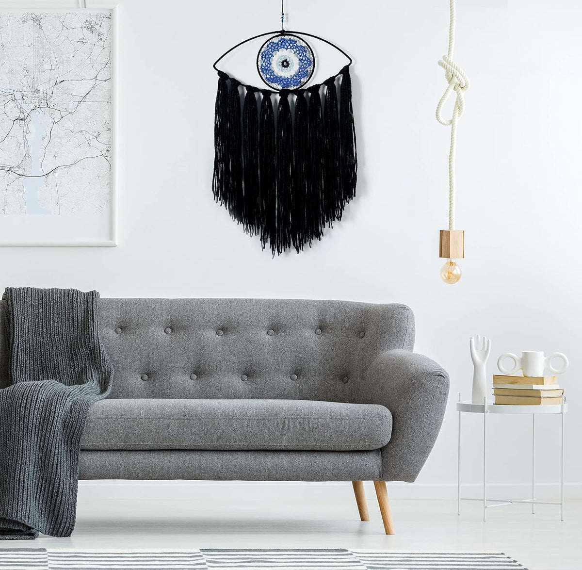 Black Evil Eye Dream Catcher, Wall Hanging for Witch Dark Decor
