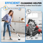 500RPM Cordless Electric Spin Scrubber 25W Power Brush for Bathroom Tub Shower
