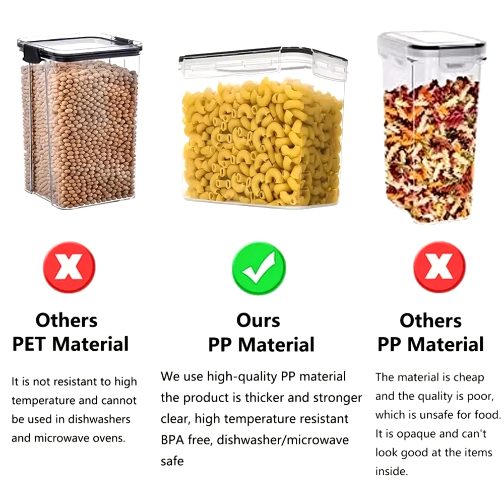Kitchen 7Pcs Food Containers Set BPA Free Plastic Airtight Storage Box with 10Stickers and Pen