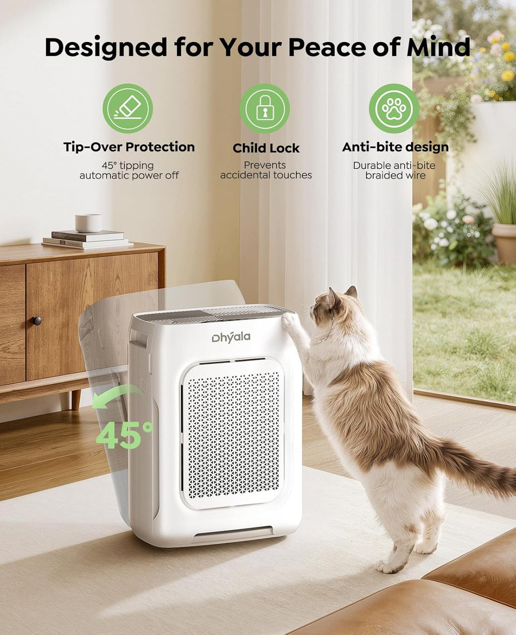 Air Purifier for Home Bedroom Large Room up to 3000Ft², HEPA Air Purifier with Washable Double-Sided Filters, Smart Wifi, AQI Display, Air Cleaner for Pets, Dust, Pollen, 15Db Sleep Mode, Fragrance