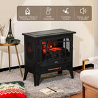 1400 W Suburbs 25 In. Wifi-Enabled Electric Fireplace Infrared Quartz Heater, Crackling Sound Freestanding Heater, Black